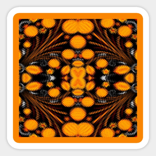 orange and black floral design pattern Sticker by mounhome